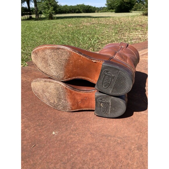 90s Justin Roper Womens 7B Brown Leather Cowboy Western Boots L3802 Cognac Vtg - Picture 8 of 10